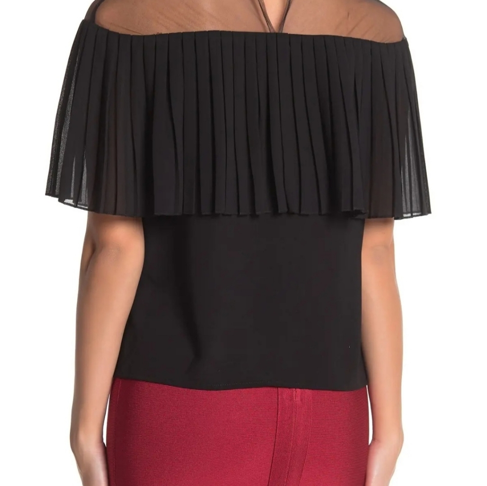 Gracia pleated popover Mesh blouse .
